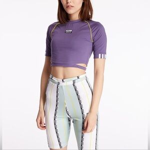 Adidas Women’s Small Originals Cropped Tee Short Sleeve Crop Top S Purple Logo